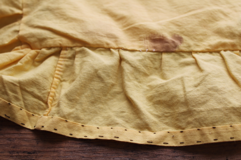 photo of cutesy vintage pillow sham, ruffled edge & colorful print yoyo circles on butter yellow cotton  #9