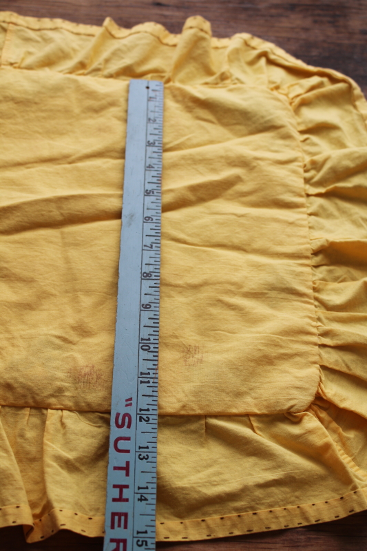 photo of cutesy vintage pillow sham, ruffled edge & colorful print yoyo circles on butter yellow cotton  #10