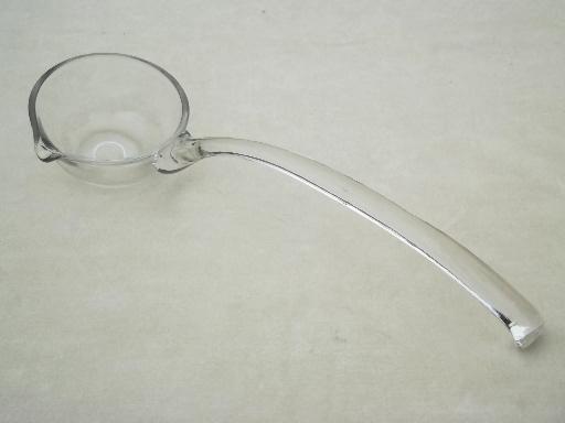 photo of cyrstal clear glass punch ladle, vintage punch bowl ladle #1