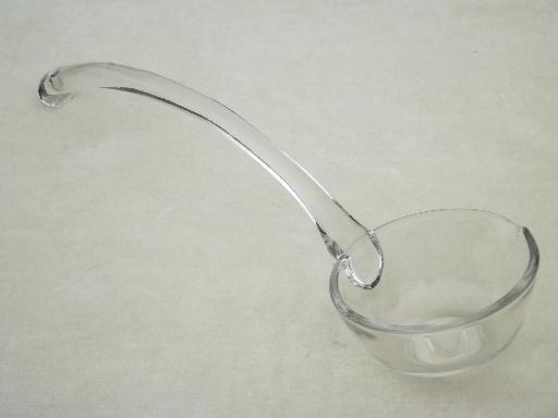 photo of cyrstal clear glass punch ladle, vintage punch bowl ladle #2