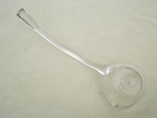 photo of cyrstal clear glass punch ladle, vintage punch bowl ladle #4