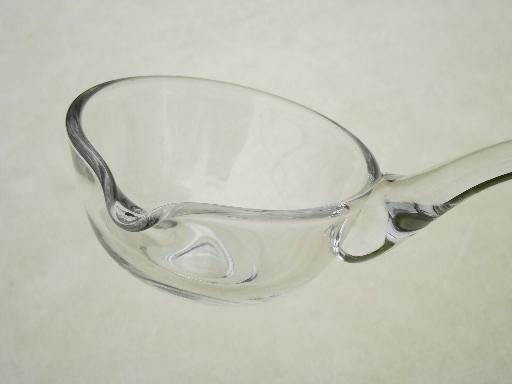 photo of cyrstal clear glass punch ladle, vintage punch bowl ladle #5