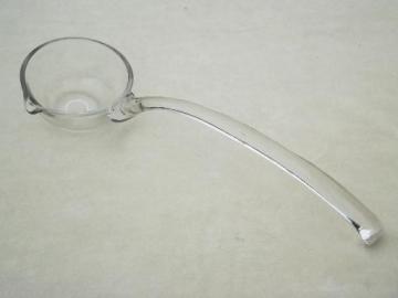 catalog photo of cyrstal clear glass punch ladle, vintage punch bowl ladle