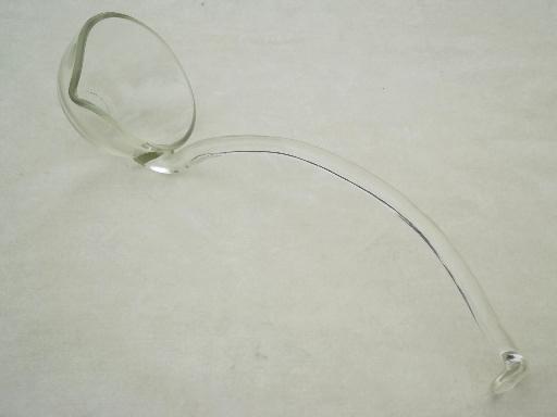 photo of cyrstal clear glass punch ladle, vintage punch bowl ladle #2