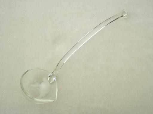 photo of cyrstal clear glass punch ladle, vintage punch bowl ladle #3