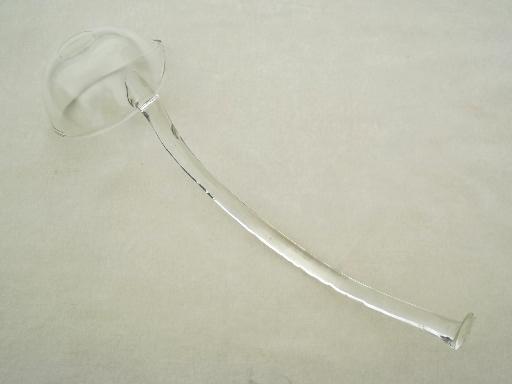 photo of cyrstal clear glass punch ladle, vintage punch bowl ladle #4