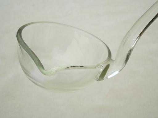 photo of cyrstal clear glass punch ladle, vintage punch bowl ladle #5