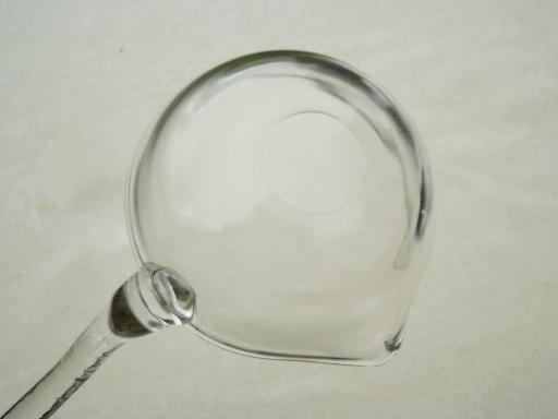 photo of cyrstal clear glass punch ladle, vintage punch bowl ladle #6