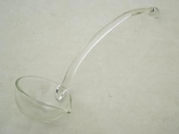 catalog photo of cyrstal clear glass punch ladle, vintage punch bowl ladle