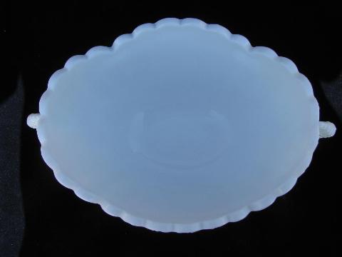 photo of daisy & button draped panel oval bowl, vintage milk white pattern glass #3