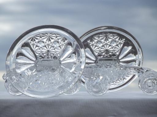 photo of daisy & button pressed glass candle holders, pair of branched candlesticks #4