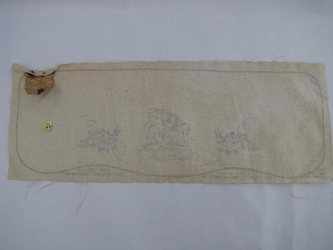 photo of dancing frog stamped to embroider vintage toilet tank cover #1