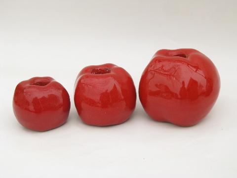 photo of danish modern big mod pottery apples candle holders, vintage Sweden? #1