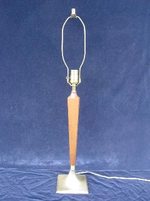 photo of danish modern vintage brass & teak lamp #1