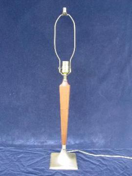 catalog photo of danish modern vintage brass & teak lamp