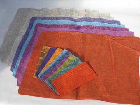 photo of danish modern vintage scandinavian table linens, drawn thread, colored linen #2