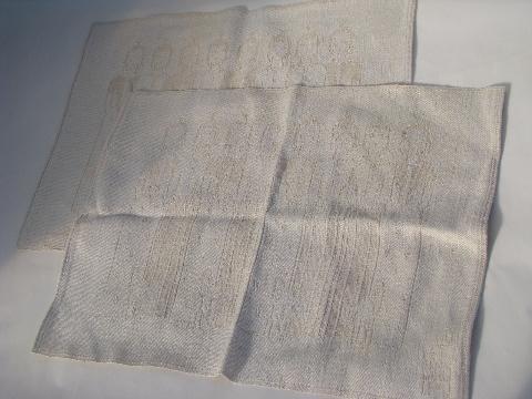 photo of danish modern vintage scandinavian table linens, drawn thread, colored linen #5