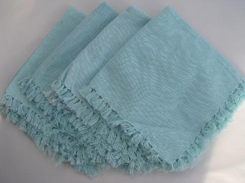 photo of danish modern vintage scandinavian table linens, drawn thread, colored linen #6