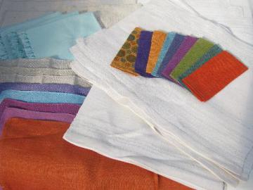 catalog photo of danish modern vintage scandinavian table linens, drawn thread, colored linen