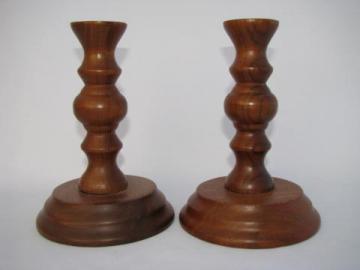 catalog photo of danish modern vintage walnut candlesticks