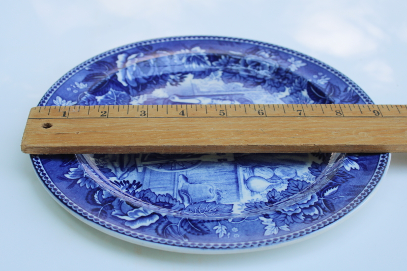 photo of dated 1901 Wedgwood antique flow blue & white china plate Priscilla & John Alden  #6