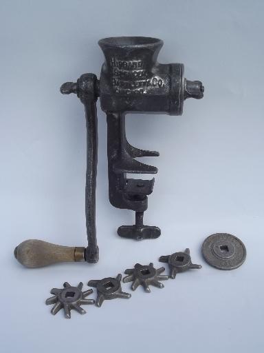 photo of dated 1904 hand crank food chopper meat grinder, Hibbard Spencer Bartlett #1