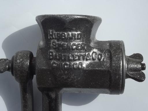 photo of dated 1904 hand crank food chopper meat grinder, Hibbard Spencer Bartlett #7