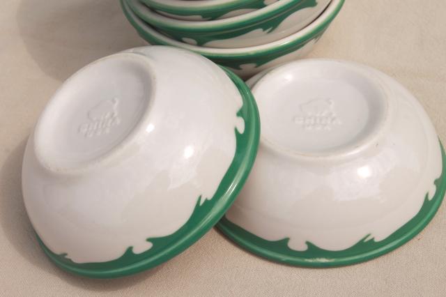 photo of deco airbrush stencil china restaurant ware bowls, vintage Buffalo china ironstone #4