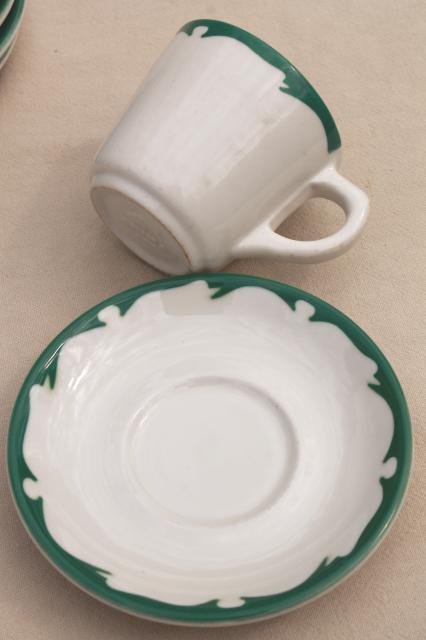 photo of deco airbrush stencil china restaurant ware coffee cups & saucers, vintage Buffalo china ironstone #4