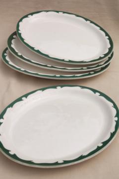 catalog photo of deco airbrush stencil china restaurant ware oval plates, vintage Buffalo china ironstone