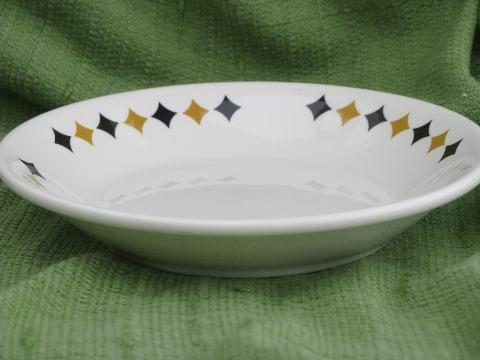 photo of deco black and gold checkered diamond ironstone soup bowls, Mayer china #3