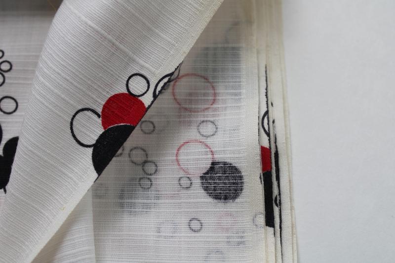 photo of deco mod bubbles print black & red on white, mid-century vintage cotton fabric #4