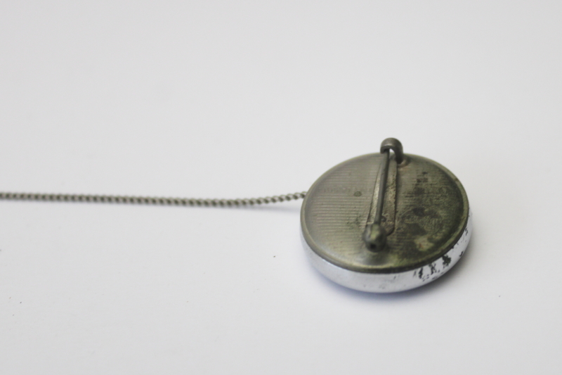 photo of deco moderne ladies pin w/ retractable cord mechanical pencil, ivory celluloid w/ chrome #2