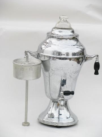 photo of deco moderne vintage chrome coffee set w/ pot, electric percolator, tray #3