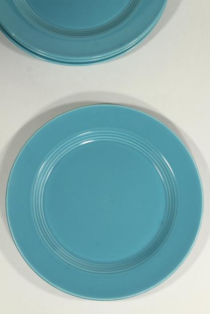 photo of deco vintage Homer Laughlin fiesta turquoise Harlequin ring band dinner plates #2