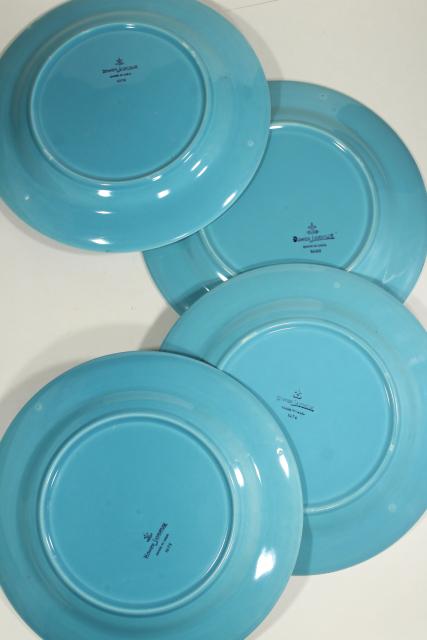 photo of deco vintage Homer Laughlin fiesta turquoise Harlequin ring band dinner plates #3