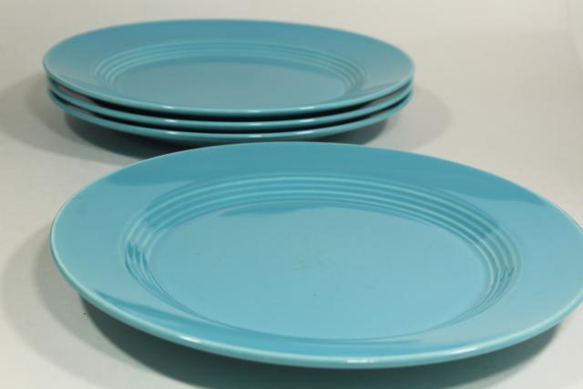 photo of deco vintage Homer Laughlin fiesta turquoise Harlequin ring band dinner plates #6