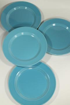 catalog photo of deco vintage Homer Laughlin fiesta turquoise Harlequin ring band dinner plates