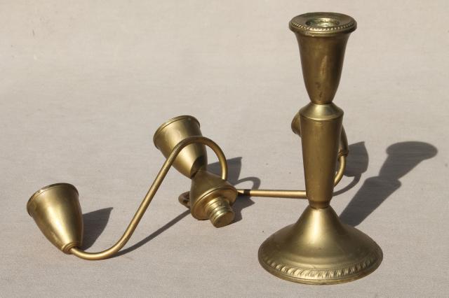 photo of deco vintage candelabra candle holders, branched arms candlesticks w/ gilt gold paint over brass #2