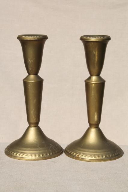 photo of deco vintage candelabra candle holders, branched arms candlesticks w/ gilt gold paint over brass #3