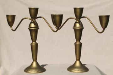 catalog photo of deco vintage candelabra candle holders, branched arms candlesticks w/ gilt gold paint over brass