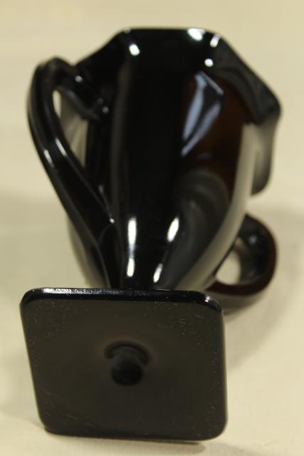 photo of deco vintage ebony black glass, trophy shape vase loving cup w/ heart & dancing nymphs #3