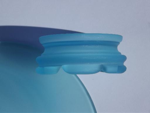 photo of deco vintage frosted glass bowl and stand, aqua blue like sea beach glass #5