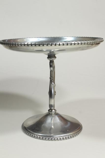 photo of deco vintage wrought aluminum cake stand pedestal dessert plate, Farberware tulip flower #6