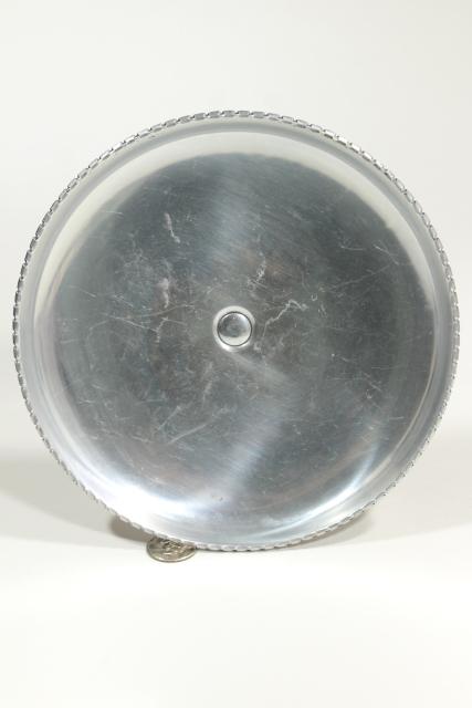 photo of deco vintage wrought aluminum cake stand pedestal dessert plate, Farberware tulip flower #8