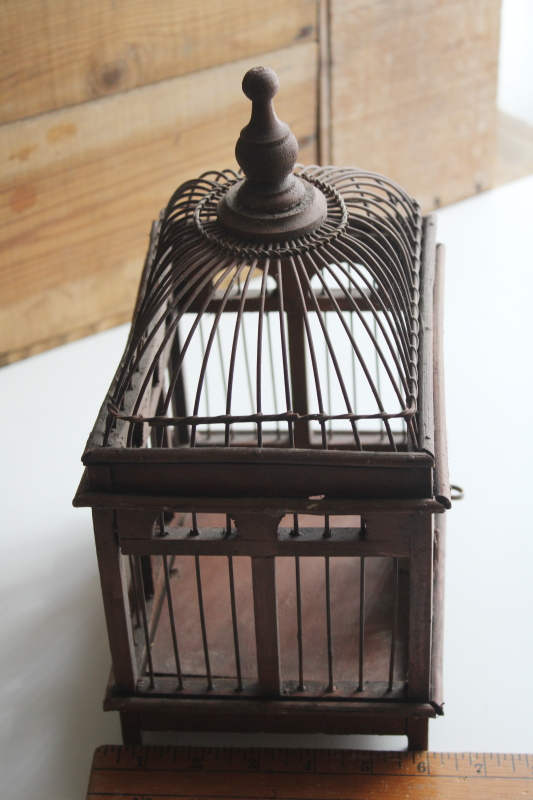 photo of decorative wood birdcage or plant holder, vintage decor, rustic natural wood display #3