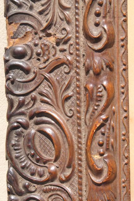 photo of deep picture frame w/ lovely antique gesso decoration, vintage photo portrait #9