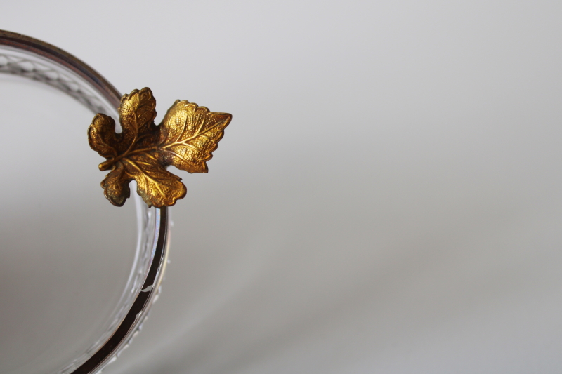 photo of delicate hand cut lead crystal vintage trinket dish or ashtray, tiny gold leaf & trim  #6