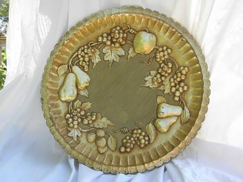 photo of della robbia fruit wreath Burwood plate, antique gold florentine finish #1