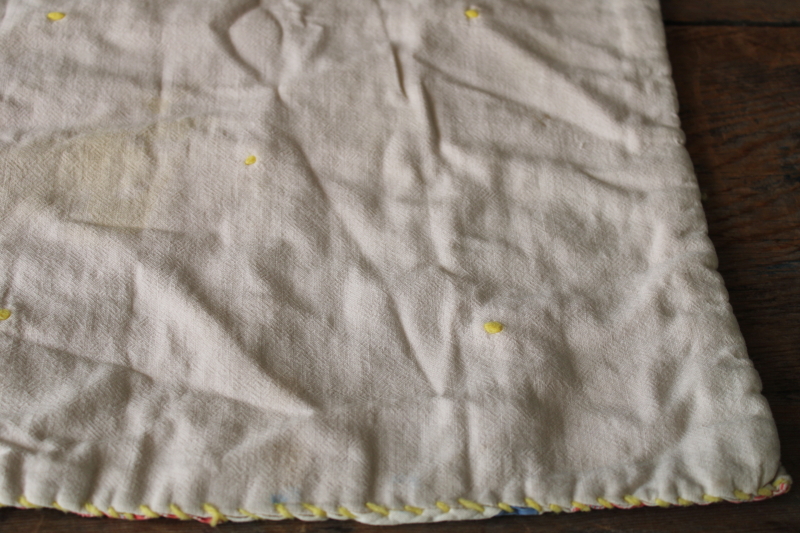 photo of depression era baby blanket, vintage handmade patchwork quilt flour sack fabric & cotton prints  #7